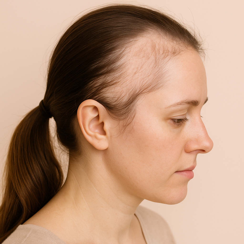 Çekiş (traction) alopesisi - sıkı toplama sonrası boşluklar